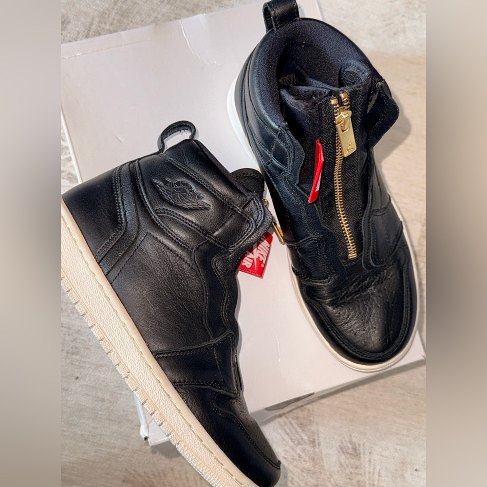 Air Jordan 1 Mid Zip Black Leather Women’s Sneakers